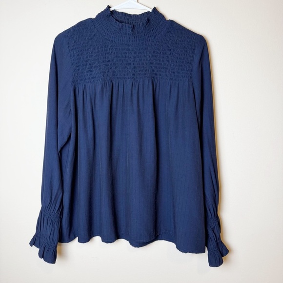 THML Womens Top M Long sleeve Blouse Navy - Picture 1 of 7